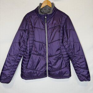 Cabela's Primaloft Jacket Coat Women's 2XL Purple w/Gray Sherpa Lining Full Zip